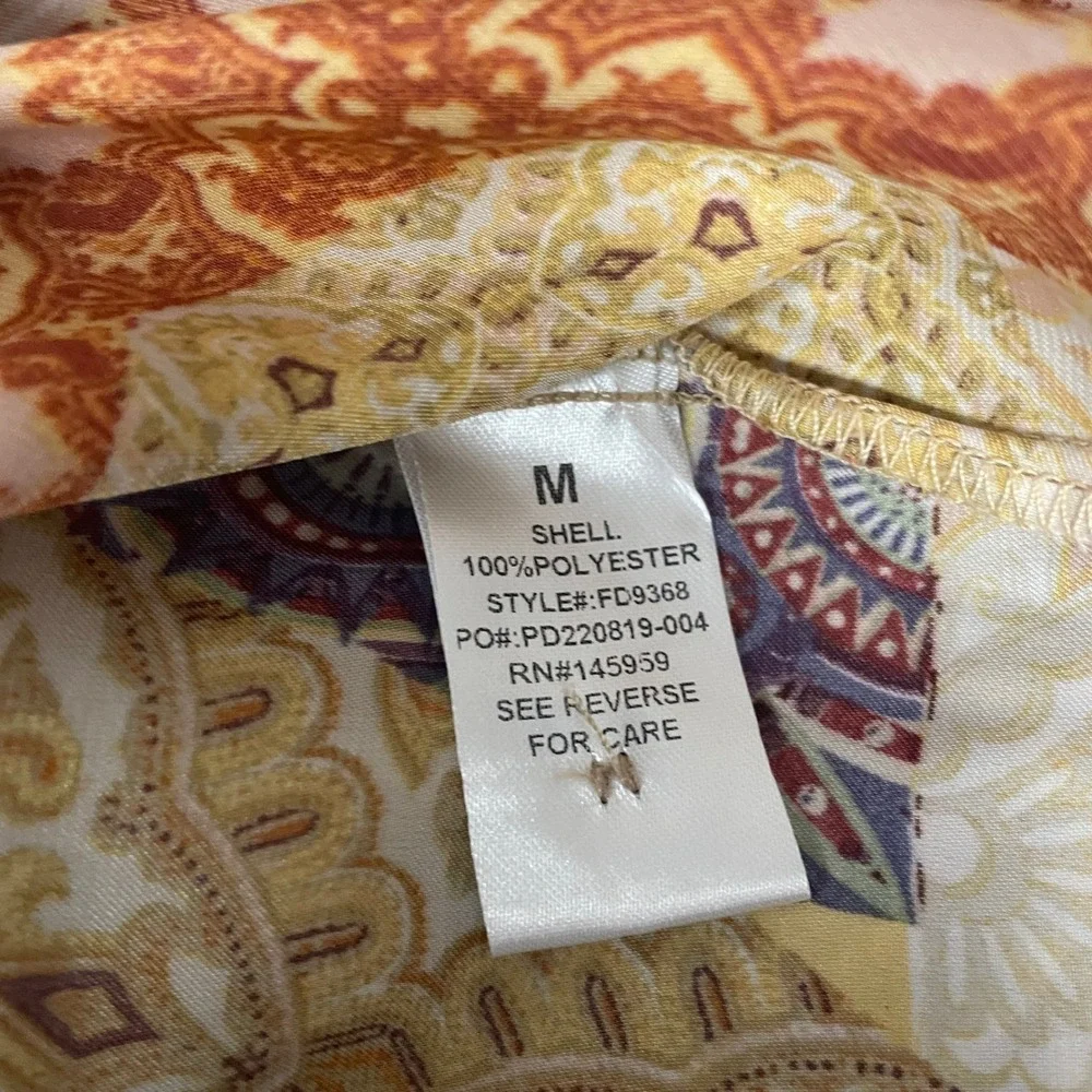 Dress Forum Paisley Patchwork Button Down Tunic Blouse M Satin Boho Retro Dress